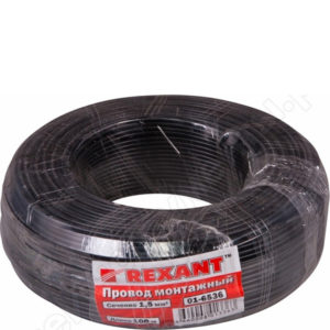 Провод ПГВА 1 х 1.50мм2, 100м, ЧЕРНЫЙ (только бухтами по 100м) REXANT