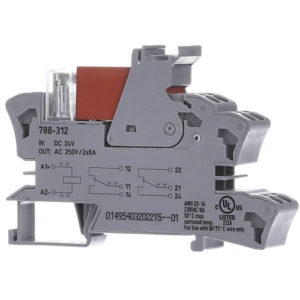 Реле+гнездо (788-312) 8A, 24B/DC, 2 гр.к  WAGO  (уп 20шт)