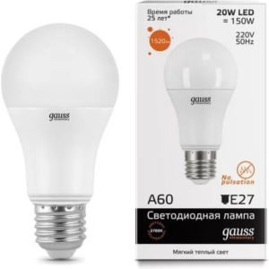 Лампа Gauss Elementary LED  A60 20W 220V E27  2700/3000К 1320Lm