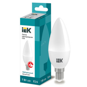 Лампа LED свеча LED-C35 eco 7Вт 230В 4000К E14, 630Lm IEK