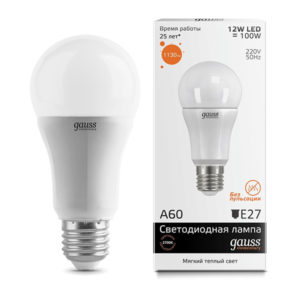 Лампа GAUSS LED A60 12W 220V E27  2700/3000К 1150Lm
