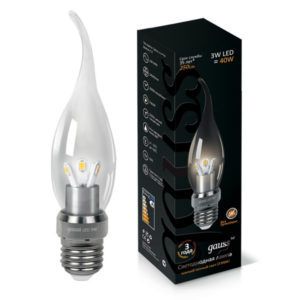 Лампа Gauss LED КРИСТАЛЛ Свеча на ветру 3W 220V E27 2700K 250Lm