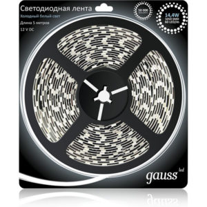 Лента LED 5050/30-SMD 36W 12V DC холодный белый IP20 (блистер 5м) GAUSS