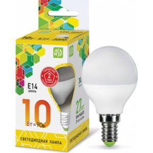 Лампа LED-ШАР-standard 10Вт 230В  Е14 3000К 900Лм ASD