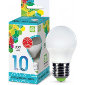 Лампа LED-ШАР-standard 10Вт 230В  Е27 4000К 900Лм ASD