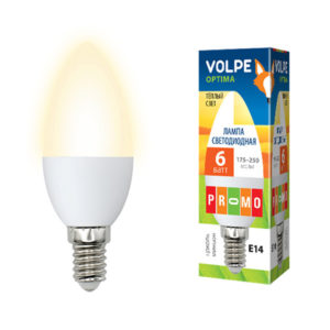 Лампа светодиодная свеча LED-C37-6W/WW/E14/FR/O