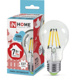 Лампа LED-A60-deco 7Вт 230В Е27 4000К 630Лм прозрачная IN HOME