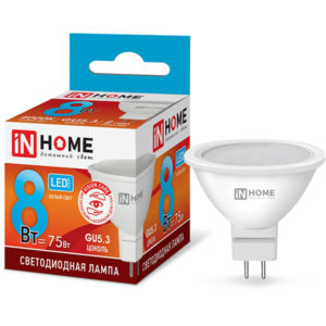 Лампа LED-JCDR-VC 8Вт 230В GU5.3 4000К 600Лм IN HOME