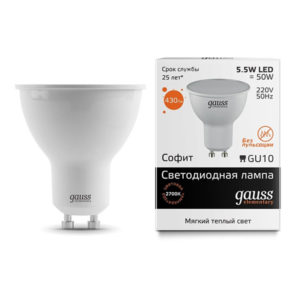 Лампа Gauss Elementary LED GU10 5.5W 220V 2700К 430Lm