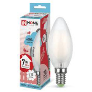 Лампа LED-СВЕЧА-DECO 7Вт 220В Е14 4000К 630Лм матовая IN HOME