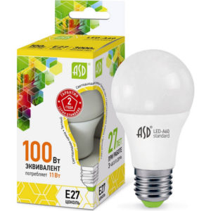 Лампа LED-A60-standard 11Вт 220В Е27 3000К 990Лм ASD