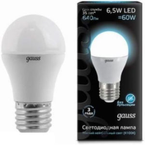 Лампа GAUSS LED Шар 6,5W 220V E27 4100K 550Lm