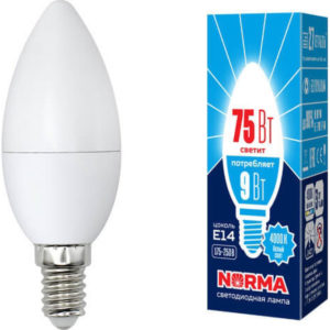 Лампа светодиодная свеча LED-C37-9W/NW/E14/FR NR (Россия)