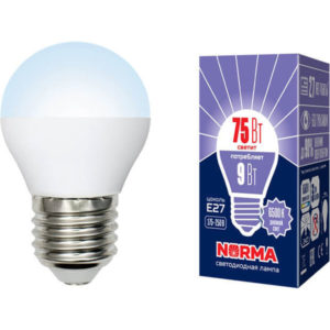 Лампа светодиодная шар LED-G45-9W/DW/E27/FR NR (Россия)