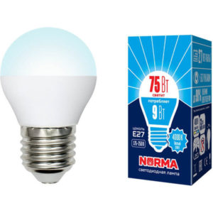 Лампа светодиодная шар LED-G45-9W/NW/E27/FR NR (Россия)