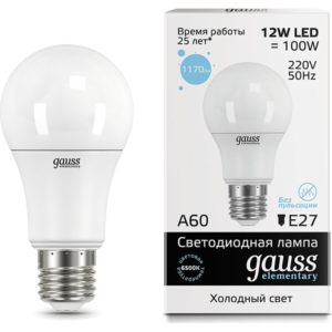 Лампа Gauss Elementary LED  A60 12W 220V E27 6500K 1170Lm