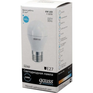 Лампа Gauss Elementary LED  Шар 12W 220V E27 3000K 880Lm