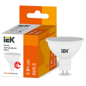 Лампа LED-MR16 eco 5Вт 230В 3000К GU5.3 450Lm  IEK