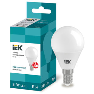 Лампа LED шар LED-G45 eco 3Вт 230В 4000К E14, 270Lm IEK