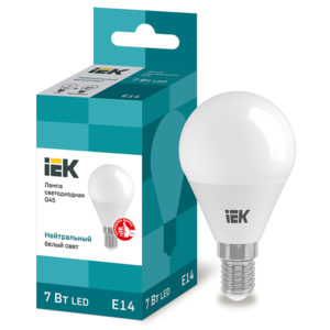 Лампа LED шар LED-G45 eco 7Вт 230В 3000К E14, 630Lm IEK