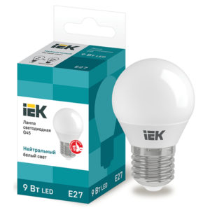 Лампа LED шар LED-G45 eco 9Вт 230В 4000К E27, IEK