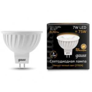 Лампа GAUSS LED MR16 5W 220V GU5.3 2700K 500Lm