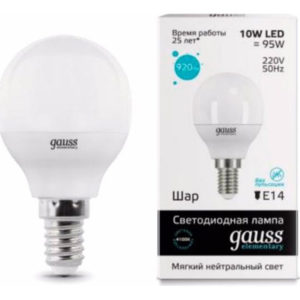 Лампа Gauss Elementary LED  Шар 10W 220V E14 4100K 920Lm