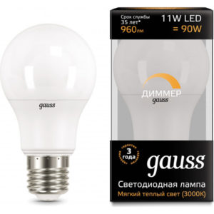 Лампа GAUSS LED DIMMER A60 11W 220V E27 3000К 960Lm