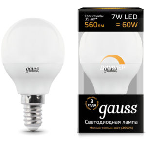 Лампа GAUSS LED DIMMER Шар 7W 220V E27 3000К 560Lm