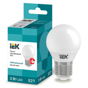 Лампа LED шар LED-G45 eco 3Вт 230В 4000К E27, 270Lm IEK