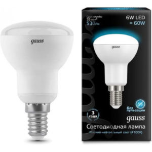 Лампа GAUSS LED R50 E14 6W 220V 4100K 530Lm