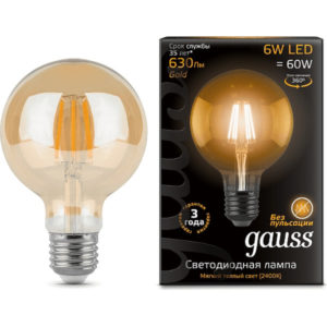 Лампа GAUSS LED Filament G95 E27 6W Golden 2400K 550Lm