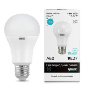 Лампа Gauss Elementary LED  A60 15W 220V E27 4100K 1450Lm