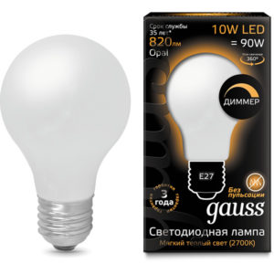 Лампа GAUSS LED A60 10W E27 3000K 640Lm с Li-Ion аккумулятором