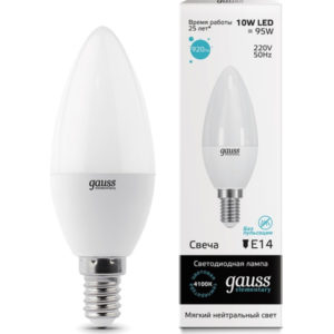 Лампа Gauss Elementary LED  Свеча 10W 220V E14 4100K 730Lm