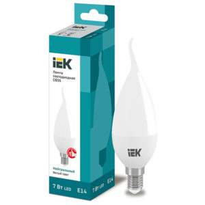 Лампа LED свеча на ветру LED-CB35 eco 7Вт 230В 4000К E14, 630Lm  IEK