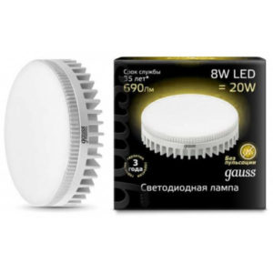 Лампа GAUSS LED GX53 8W 220V 3000K 680Lm