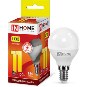 Лампа LED-ШАР-VC 11Вт 230В Е14 3000К 820Лм IN HOME