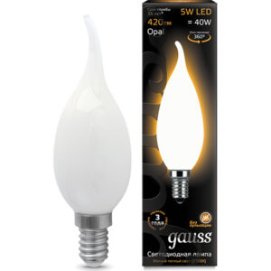 Лампа GAUSS LED Filament Свеча на ветру OPAL 5W Е14 2700К 420Lm
