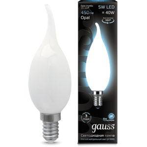 Лампа GAUSS LED Filament Свеча на ветру OPAL 5W Е14 4100К 450Lm