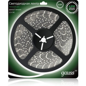 Лента LED 3528/60-SMD 24W 12V DC зеленый IP20 (блистер 5м) GAUSS