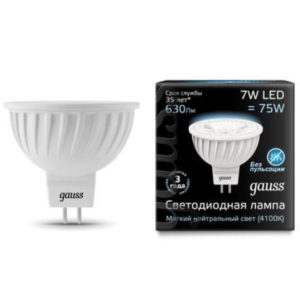 Лампа GAUSS LED MR16 7W 220V GU5.3 4100K 630Lm