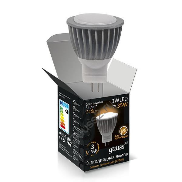 Лампа GAUSS LED MR11 3W 220V GU5.3 2700K 250Lm