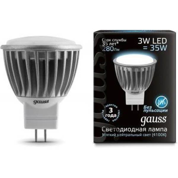 Лампа GAUSS LED MR11 3W 220V GU5.3 4100K 280Lm